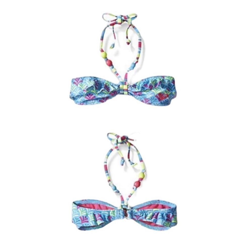 NWT Youth Girls Roxy Island Tiles Bandeau Bathing Suit Bikini Top - Sz 5